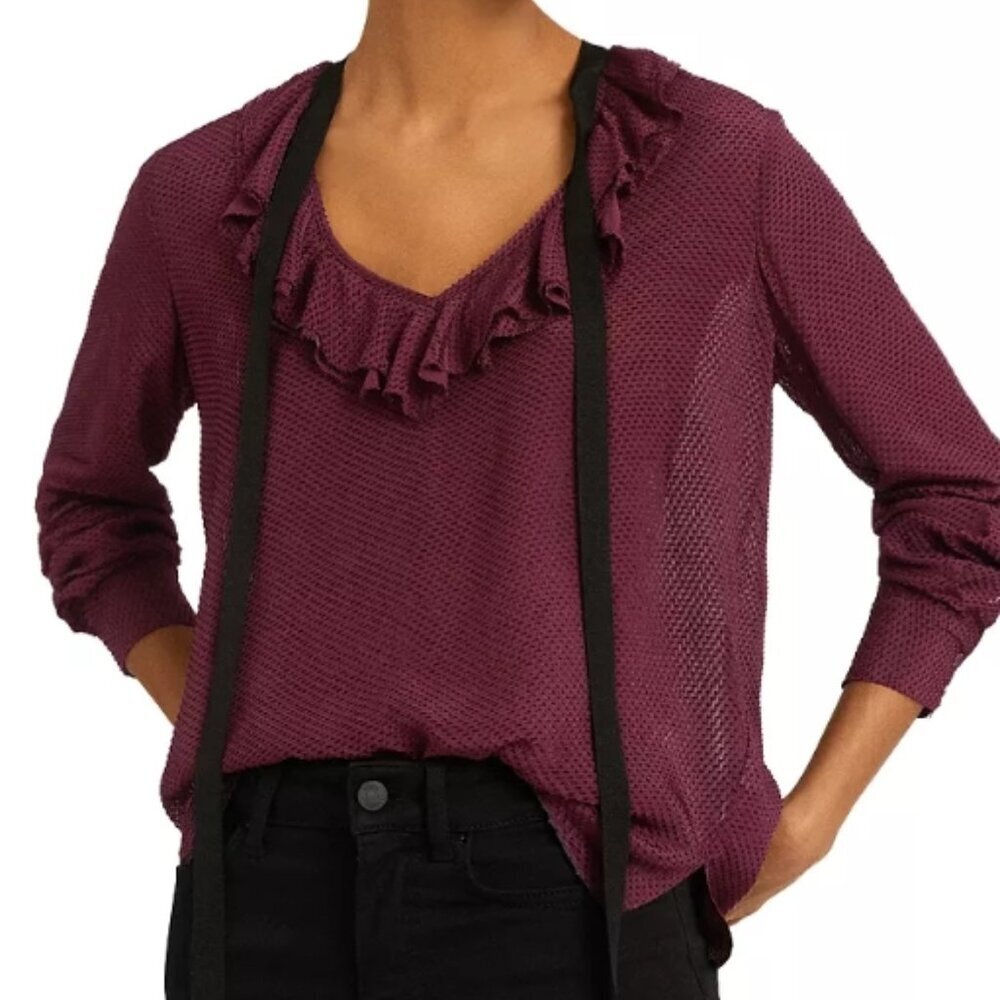 REISS Mackenzie Ruffled Long Sleeve Top - Picture 4 of 5